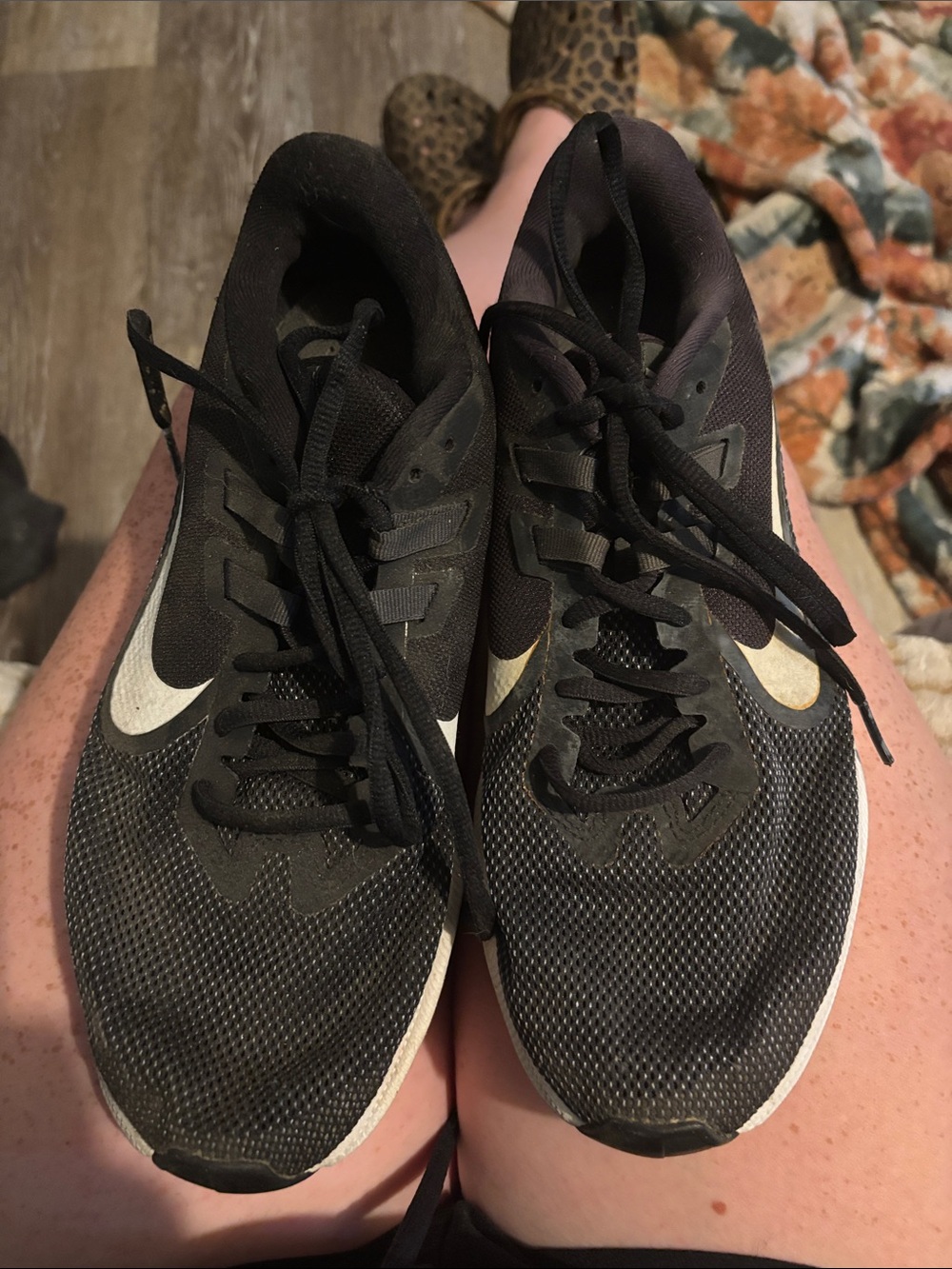 Nike Black Shoes with White Swoosh